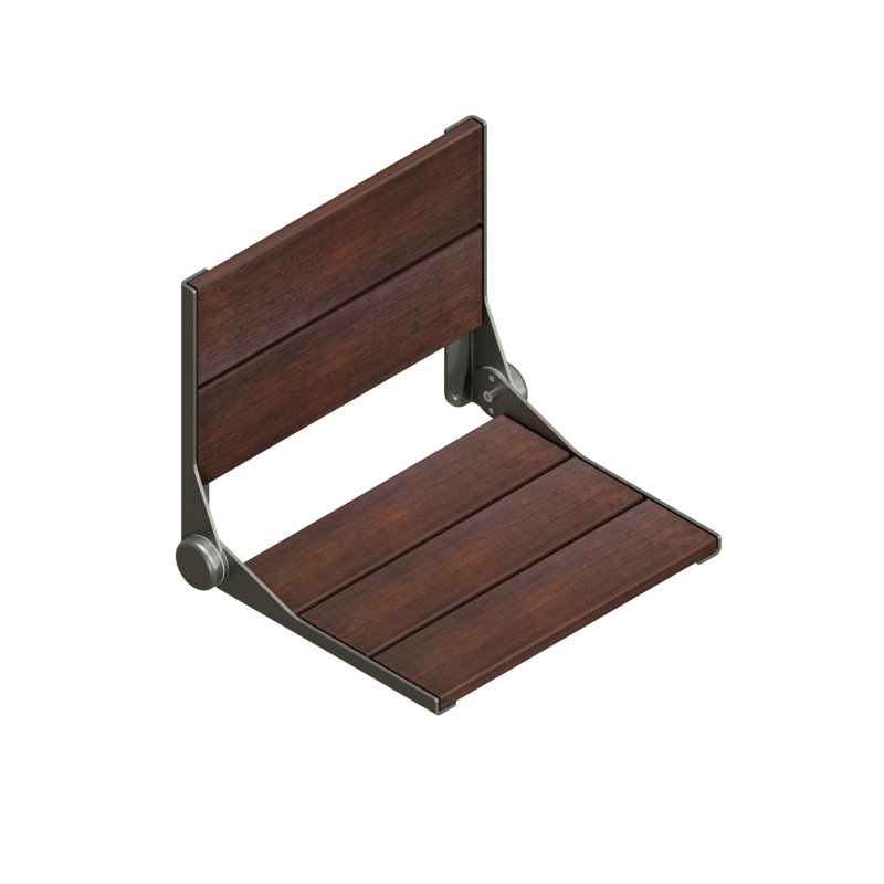 INVISIA Medium Walnut Bamboo Folding Shower Seat, Aluminum Frame (400 lb. Capacity), 15.50" H x 18" W x 16" D