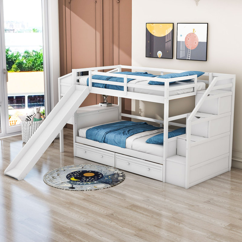 Lit superposé simple au-dessus de simple avec tiroirs Longmeadow Kids, Blanc