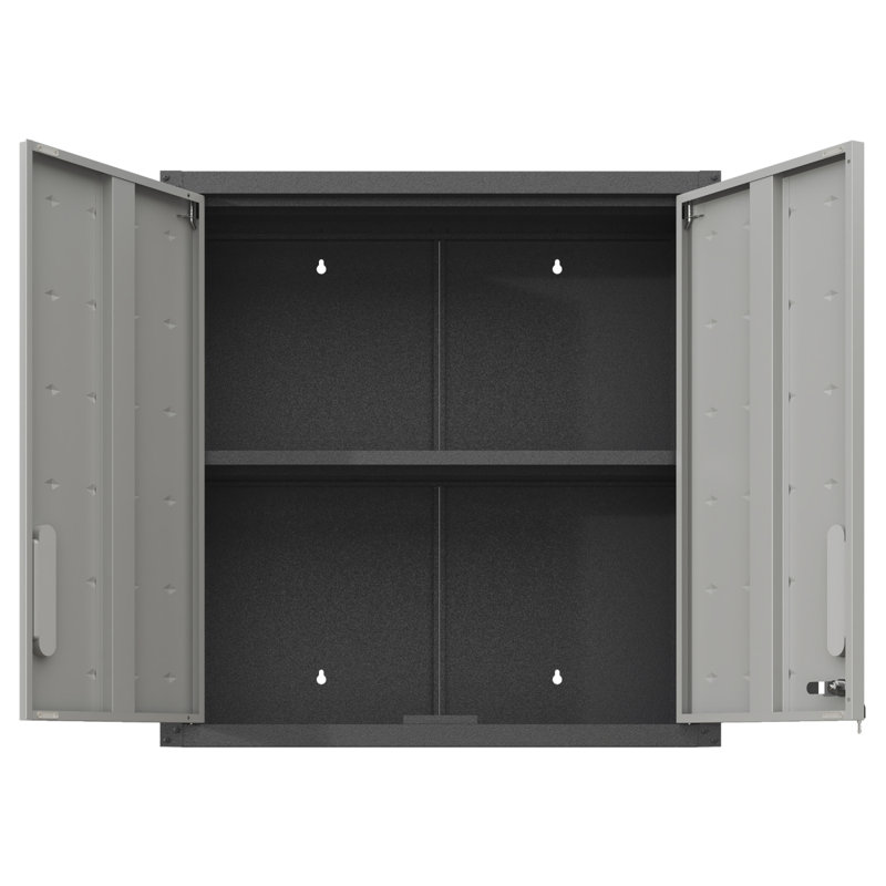 Armoire de rangement murale en métal avec porte verrouillable et 1 tablette pour garage, bureau, assemblage requis