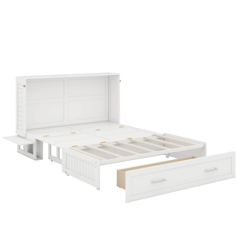Grand lit escamotable mobile avec tiroir et tablettes