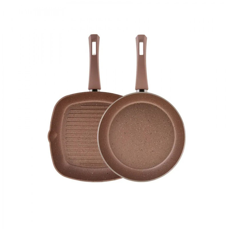 Karaca Biogranite Rose Gold 2-Piece Induction Pan Set, Rose Gold