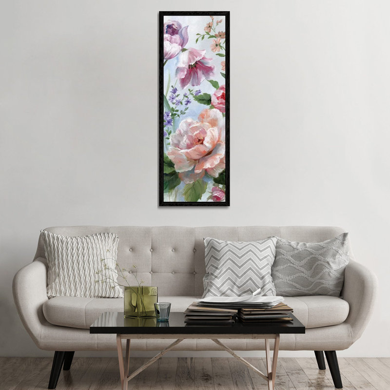 Romantic Botanical II 1 Piece Panoramic Painting on Canvas, 152.4 cm H x 50.8 cm W, Black Framed