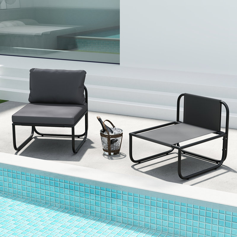 60cm Wide Straight Metal Patio Sofa