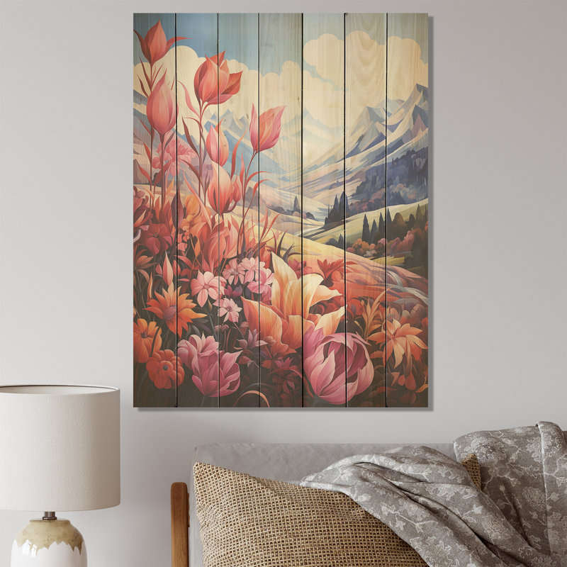 Paysage romantique majestueux I - paysage romantique sur bois, H 44 po x l 34 po