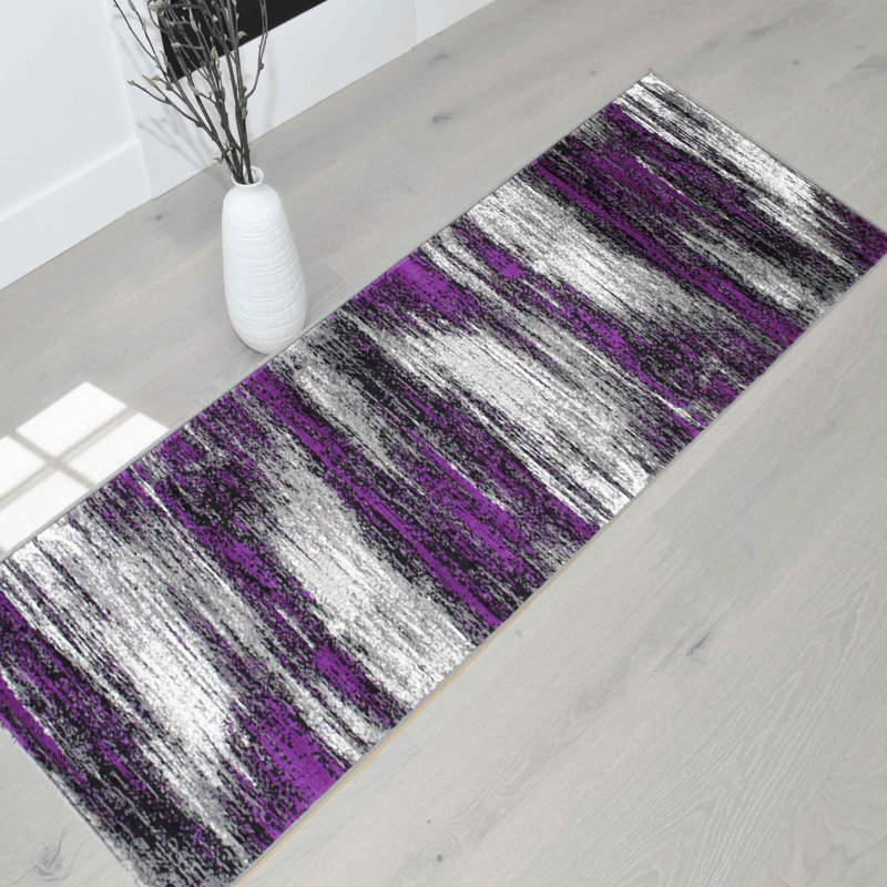 Tapis géométrique tissé à la machine, Tapis de couloir 2 pi x 7 pi