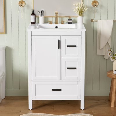 24" Single Bathroom Vanity With Ceramic Top