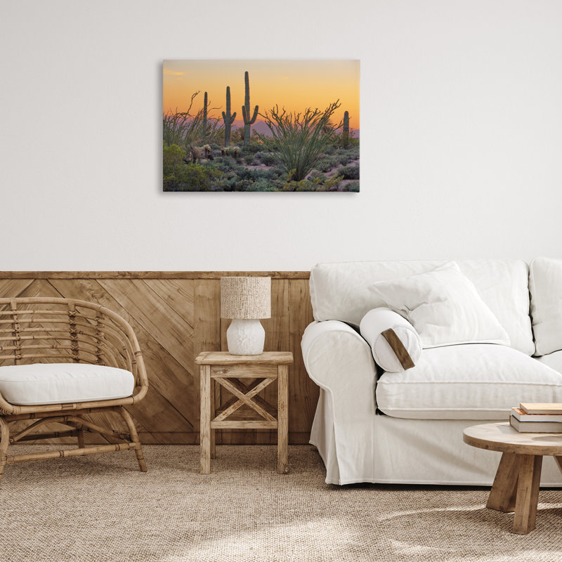 «Sunset Sunset Desertscape Cacti» par Marty Hulsebos, H 20 po x l 30 po