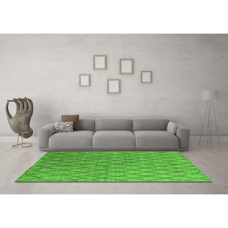 Washable Geometric Indoor Rug, Round 4'