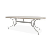 42" x 84" Oval Hammered Marine Grade Polymer Outdoor Dining Table with Umbrella Hole