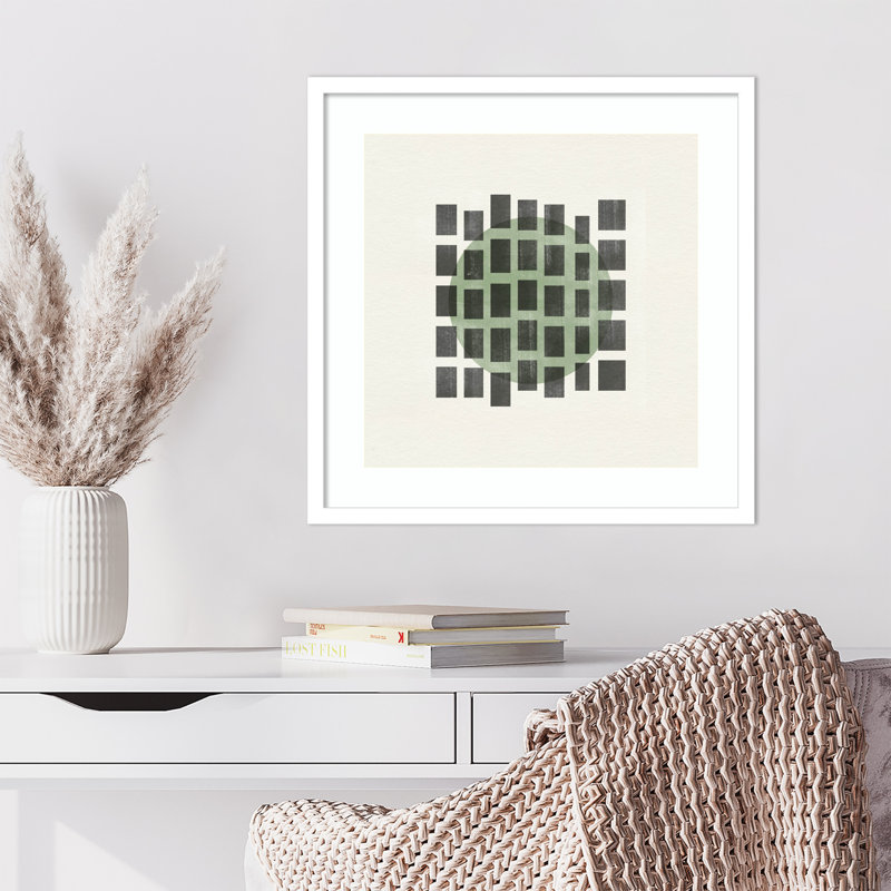 Reproduction d'art murale encadrée en bois Leia, minimaliste japonais, par The Miuus Studio, Blanc, H 21 po x l 21 po