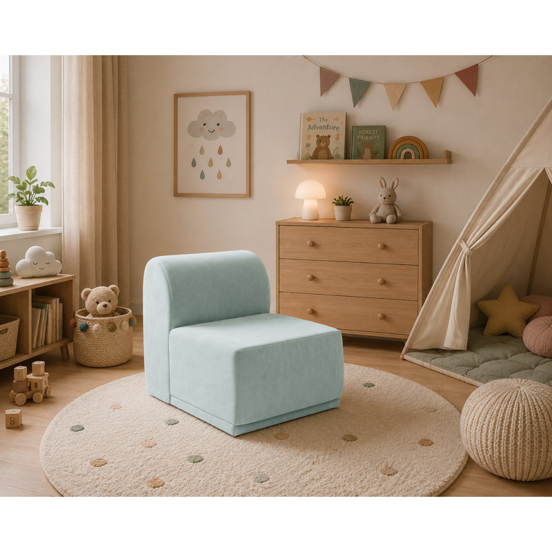 Velvet Accent Chair, Blue