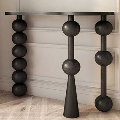 Console noire en bois massif
