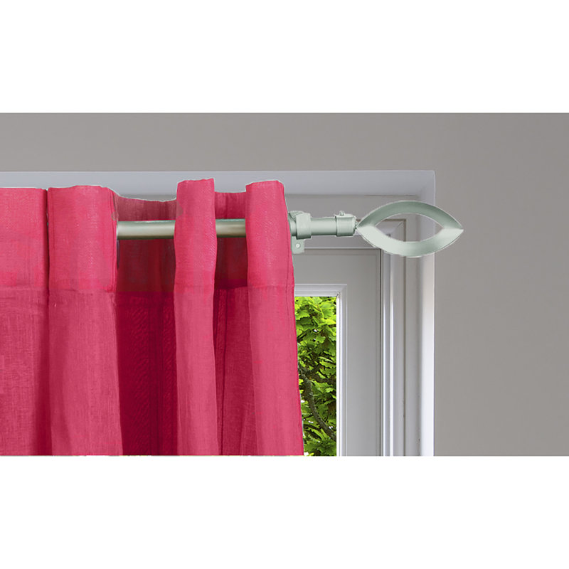 Set of 2 Adjustable Single Curtain Rods with Modern Finials - Silver Matte (50-82 inches), Silver
