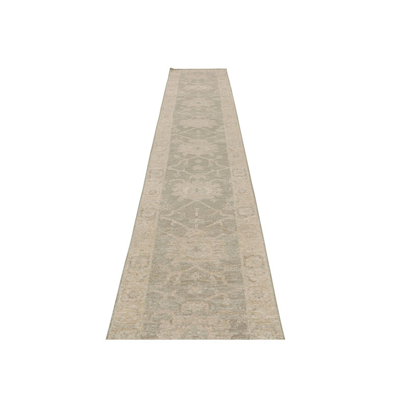 Distressed Homage Hand Knotted Floral Area Rug, Runner 3' x 8'