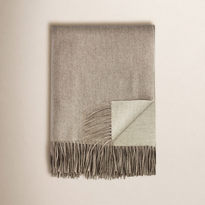 Merino Wool Reversible Throw, Ivory
