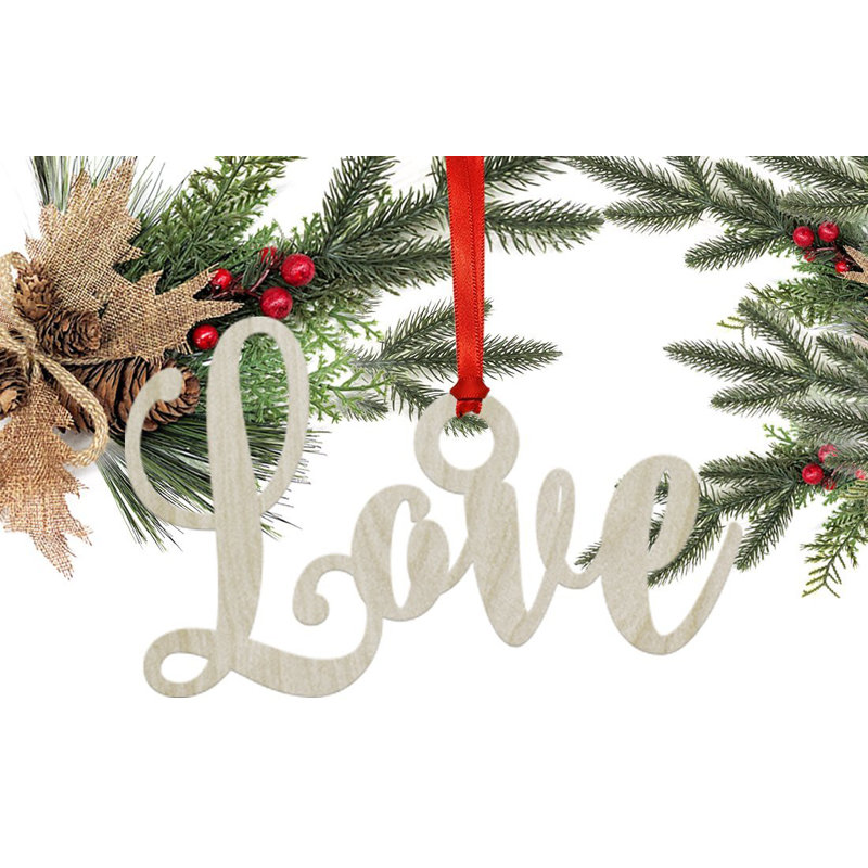 Ornement de noël en bois 'love'