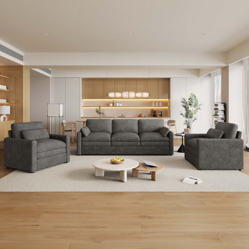 Ensemble de canapé rembourré Cozy, Gris