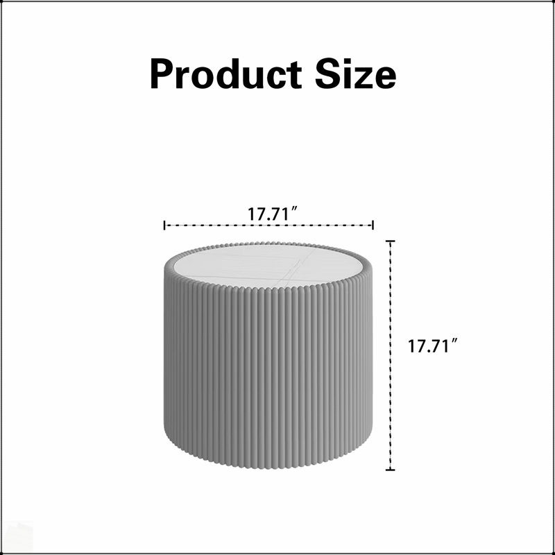 Table de bout légère en cuir de forme cylindrique pour meubles de salon modernes, durables et élégants, Gris