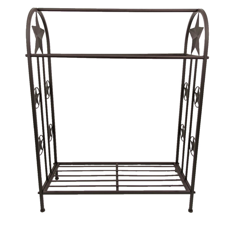 Metal Rustic Western Quilt Rack Free-Standing with Star Design