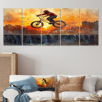 Orange Bmx Legacy - Cycling Wall Art Living Room Set