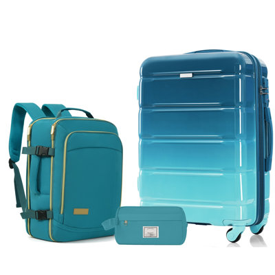 3-Piece Luggage Set - 24in Checked Suitcase with TSA Lock Travel Duffel Bag Wet-Dry Toiletry Bag, Suitable For Travel Vacations / Business Trips / Campus Life