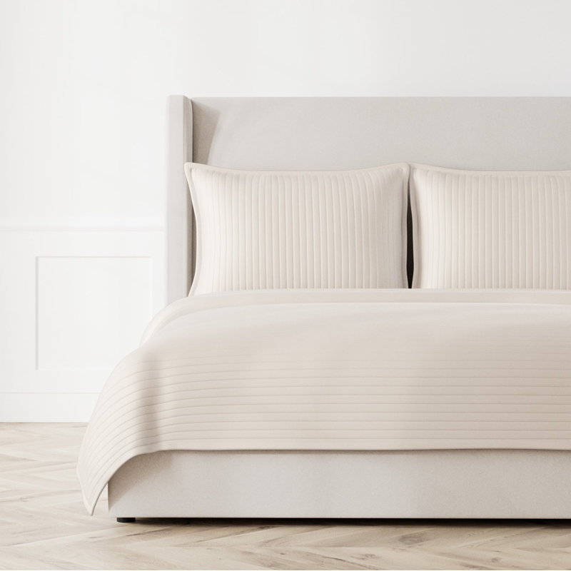 Charmeuse Channel Quilt Coverlet, King Coverlet, Silver