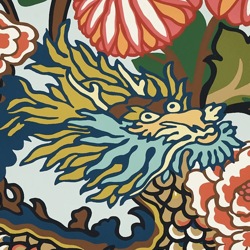 Chiang Mai Dragon Wallpaper, Aquamarine