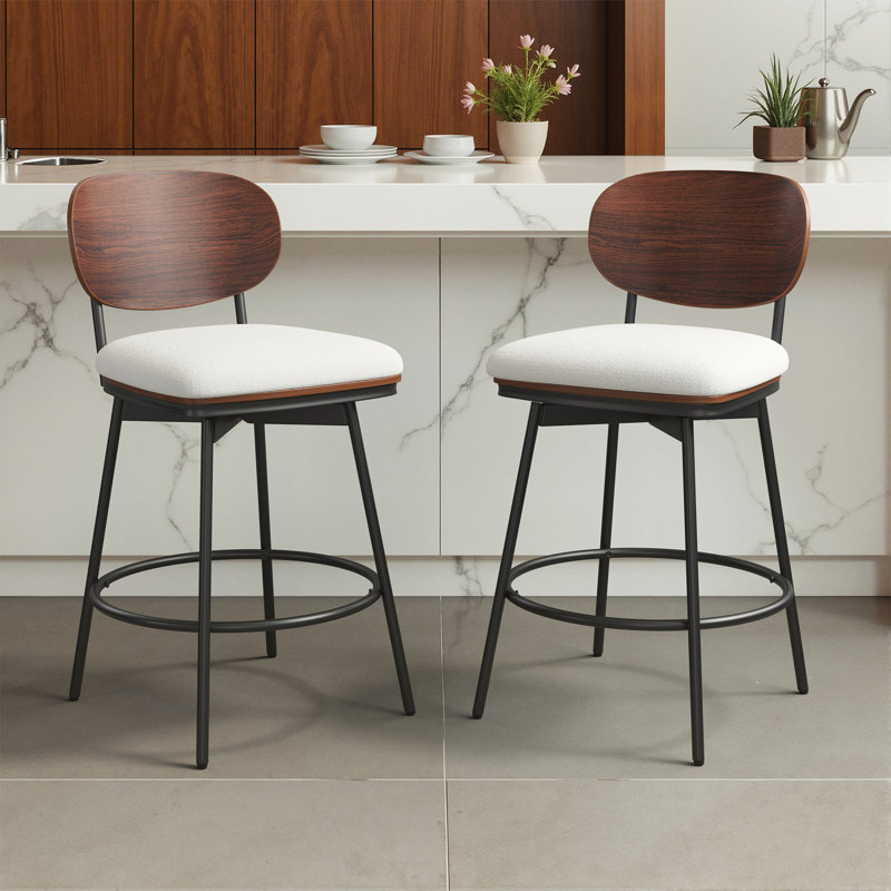 Tabourets de comptoir modernes pivotants, Beige
