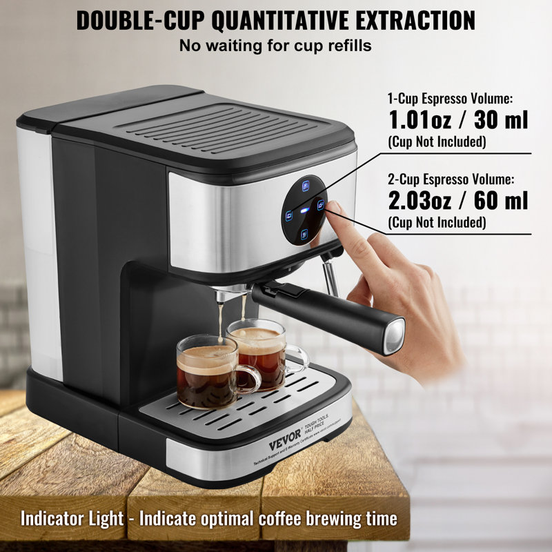 Espresso Machine 15 Bar Coffee & Espresso Maker & Milk Frother Steam Wand