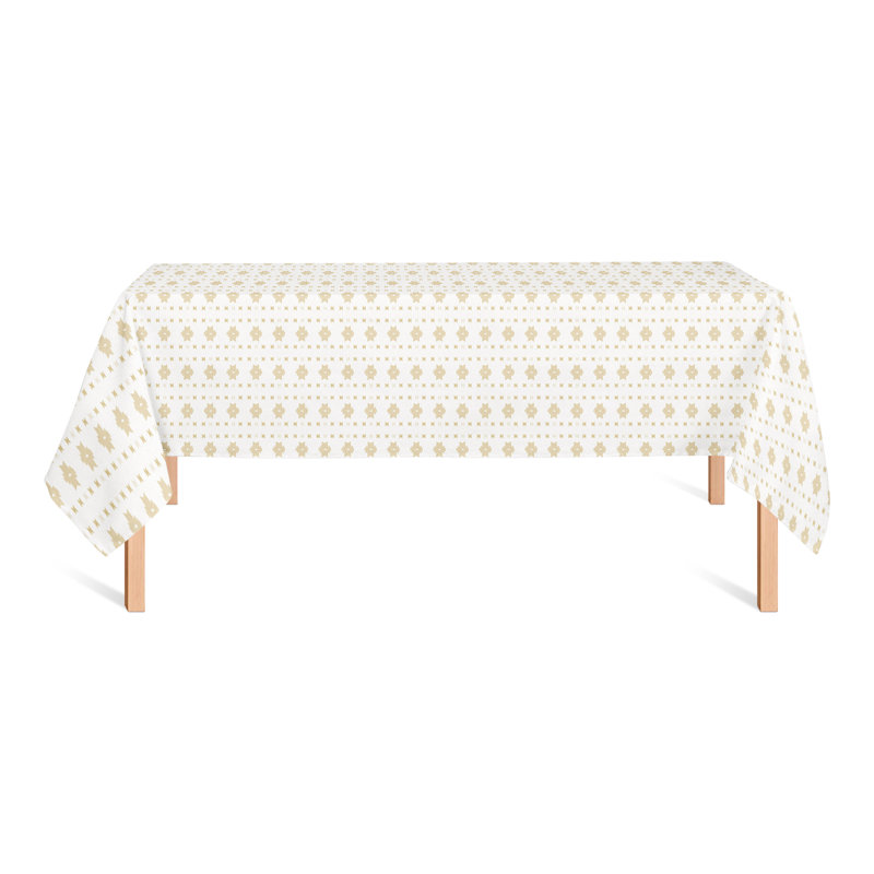 Rectangular Geometric Polyester Tablecloth, Yellow