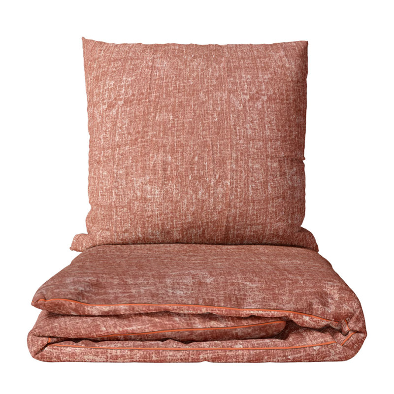 Nettey Mottled Bed Linen with Piping, 155 x 220cm, Red