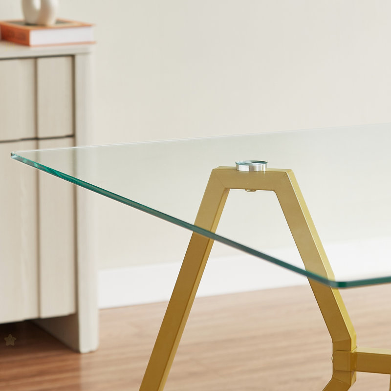 35.4-Inch Square Tempered Glass Dining Table, Suitable For 2-4 People, Space-Saving Small Kitchen Dining Table, Equipped With Sturdy Metal Table Legs,Suitable For Dining Room, Living Room,Gold