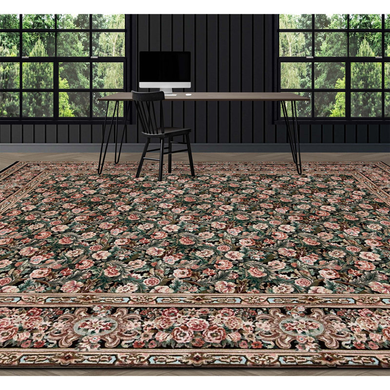 Hand Knotted Wool Oriental Area Rug in Black