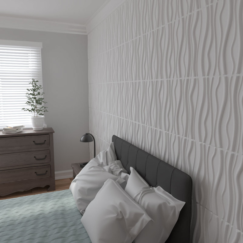 White Textured 3D PVC Decorative Wall Panel