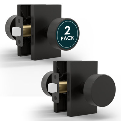 Méga poignées Laura, paquet de 2 boutons de porte de passage, bouton de porte pour placard et couloir, sans serrure, s'adapte à toutes les tailles de porte standard - laiton satiné
