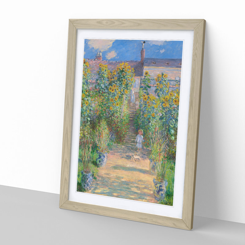 Garden at Vetheuil by Claude Monet - Picture Frame Painting, Oak Framed, 36cm H x 27cm W x 2cm D