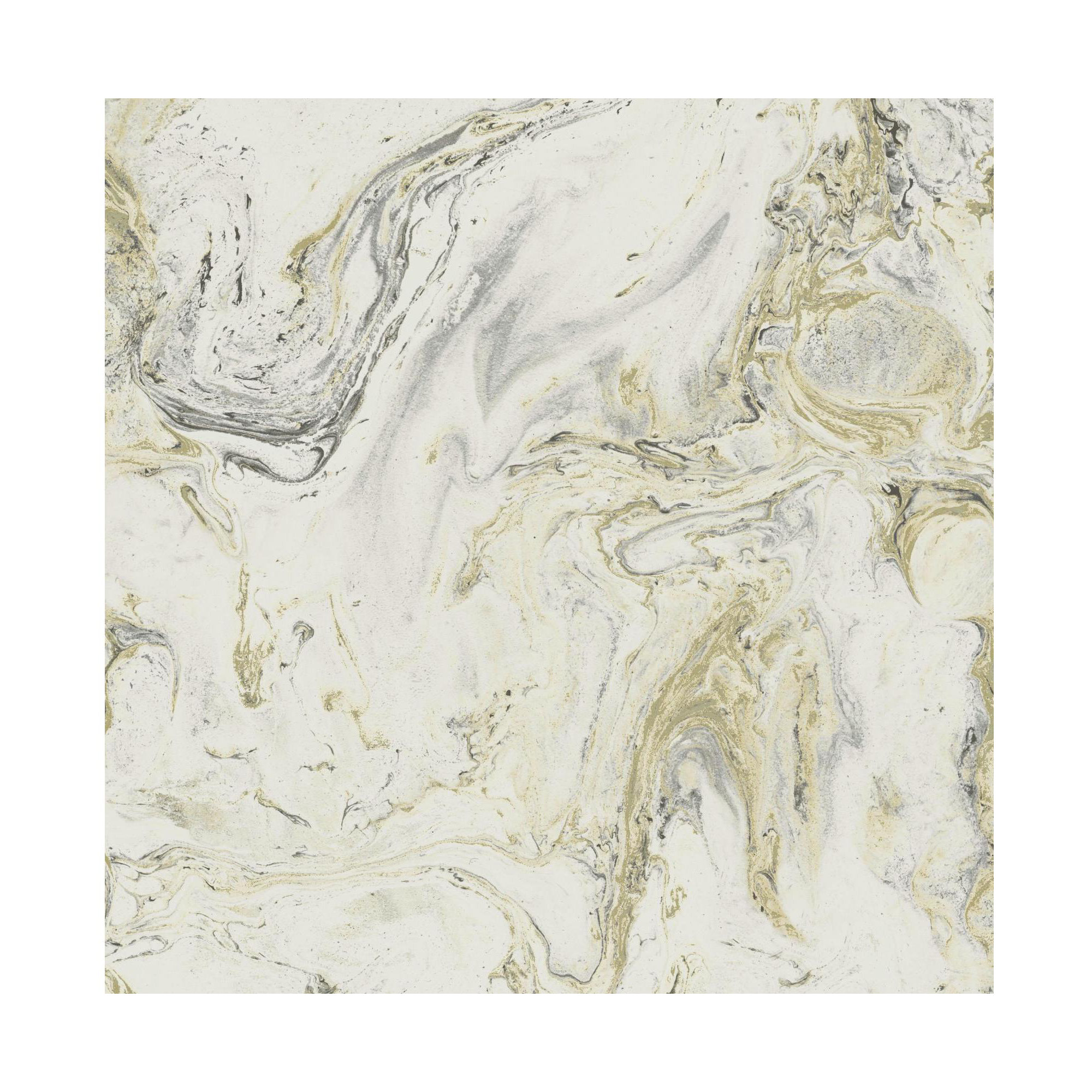 Modern Abstract Wallpaper, White/Black/Gold