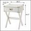 Table de bout blanche à 1 tiroir avec charme rustique et base robuste en forme de X pour une utilisation polyvalente à la maison-1102901039