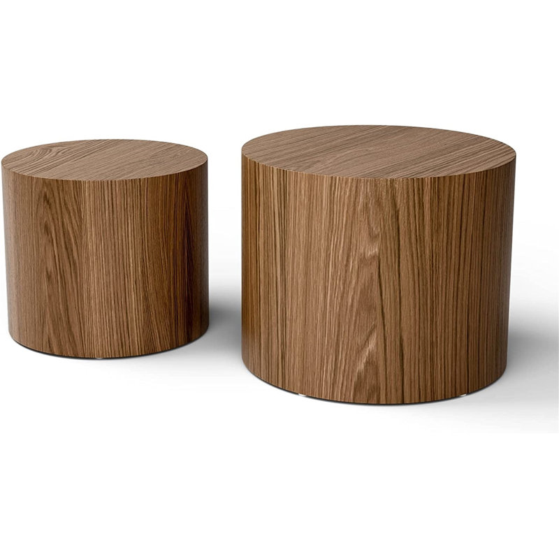 2 tables gigognes avec rangement Kingzton, Noyer