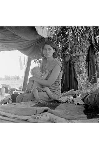 Refugies de la sécheresse de la cuvette de poussière-reproduction de photo, H 66 po x l 44 po x P 1,5 po