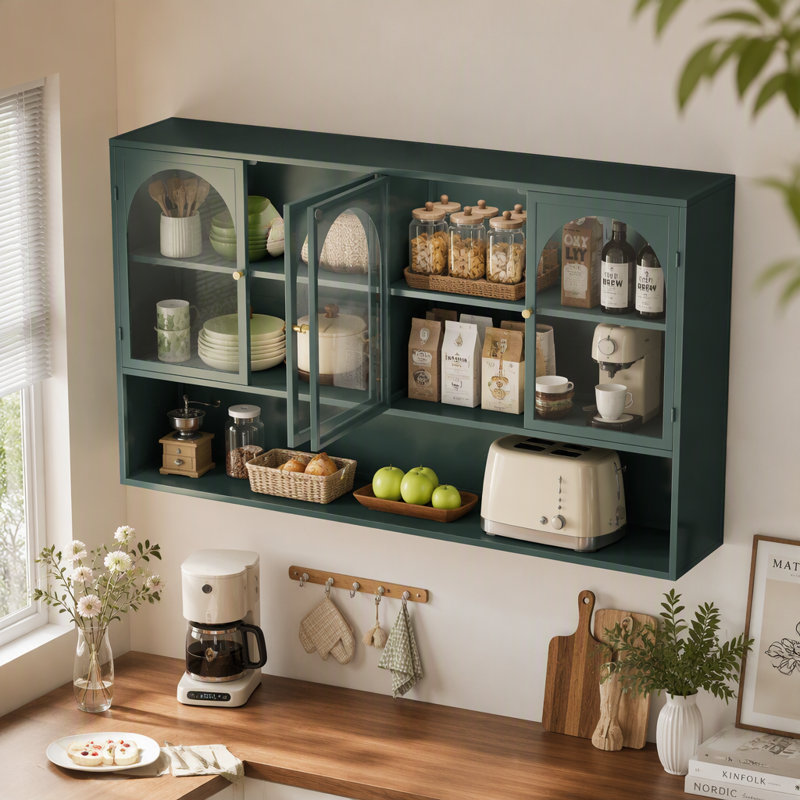 Rangement mural en verre 47,25 po, Vert foncé