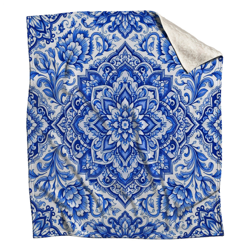 Couvertures bleues Mandala, 50 po L x 60 po H