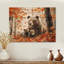 Mère ours avec des oursons en automne II - Art mural en bois d'ours - sur bois de pin naturel-88834466