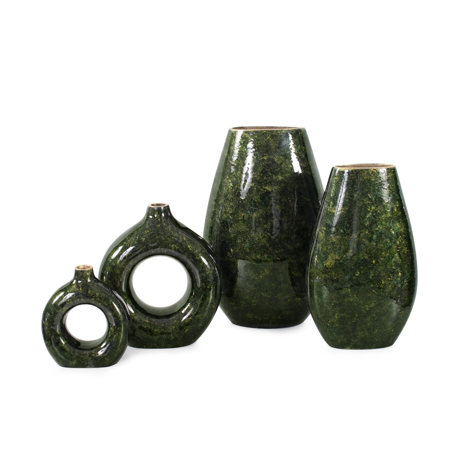 Renaldi Emerald Gold Torpedo Vase- Medium, 13" H x 8" W x 5" D