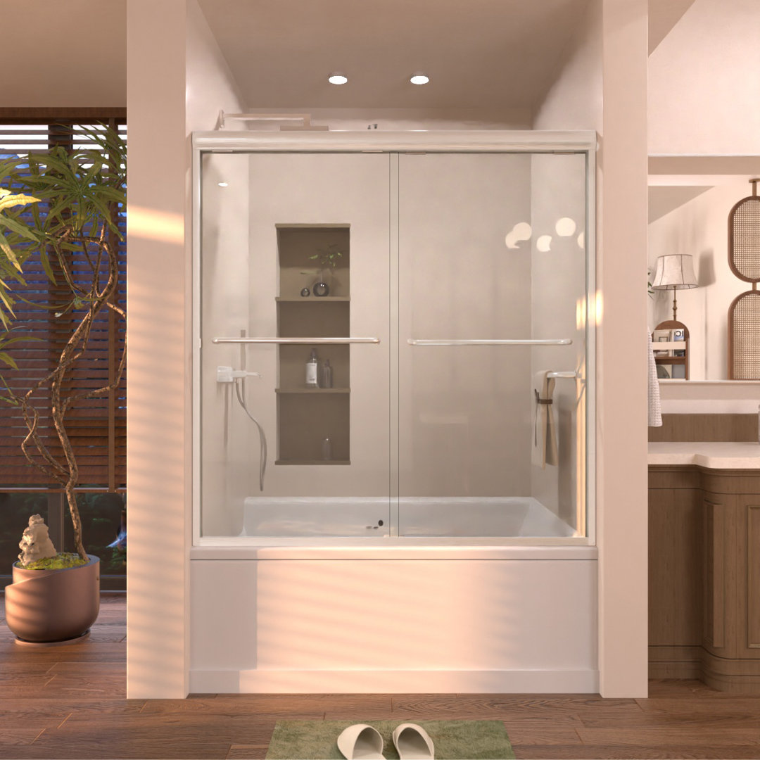 60'' - W x 56'' H Door Semi-Frameless Tub Door with Taimei Frame 