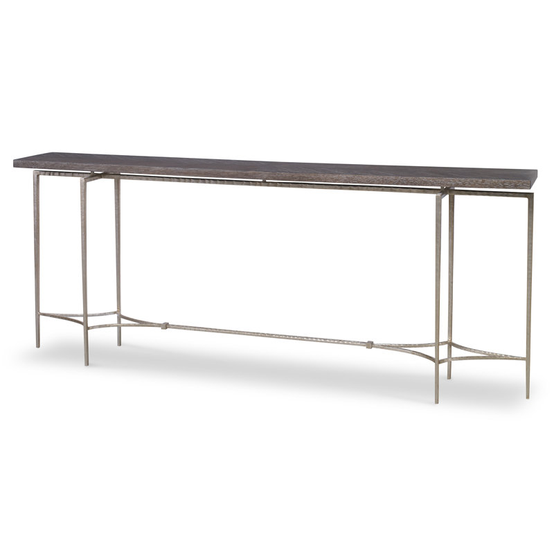 Double Diamond Console Table, Walnut Top/Glossy Silver Base, 32" H x 80"W x 12" D