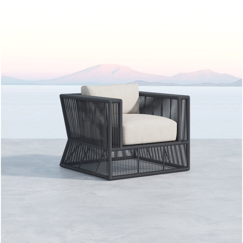 Milano Outdoor Lounge Chair, Echo Ash Sunbrella®, Black