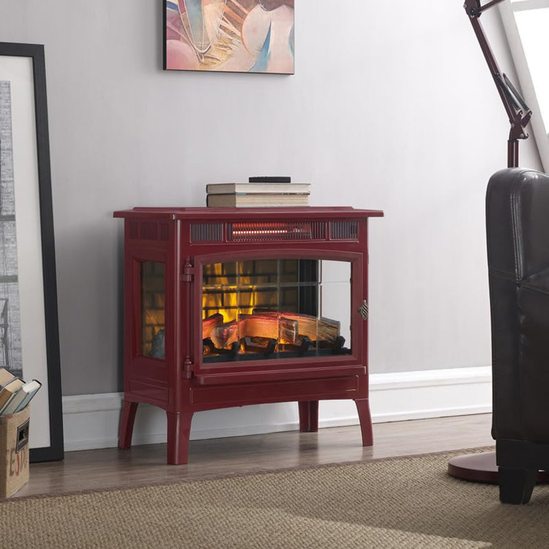 Freestanding Electric Fireplace Stove Heater with 3D Flame Effect for 1,000 Sq. Ft. Room, Cinnamon
