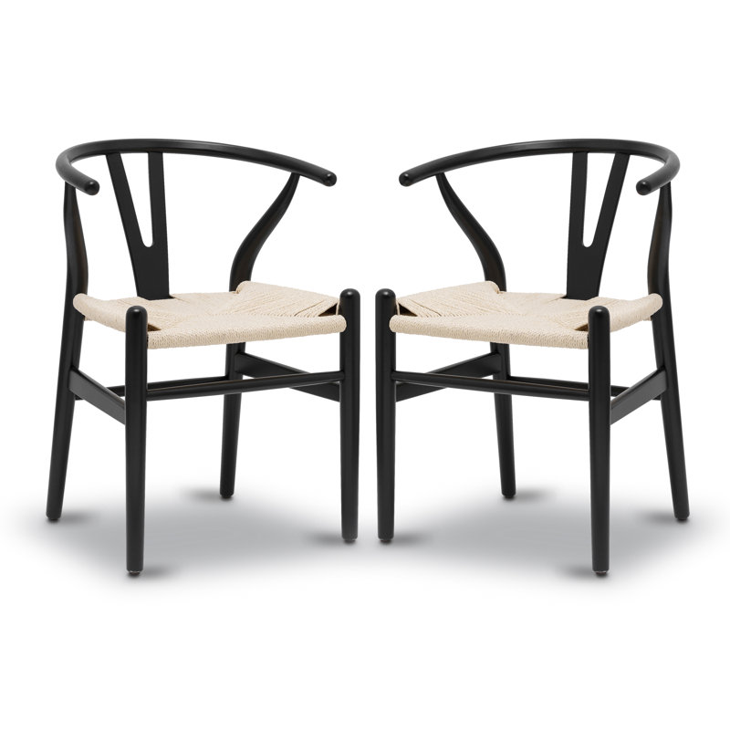 Chaise en bois massif Wyn, Noir / Naturel, 2