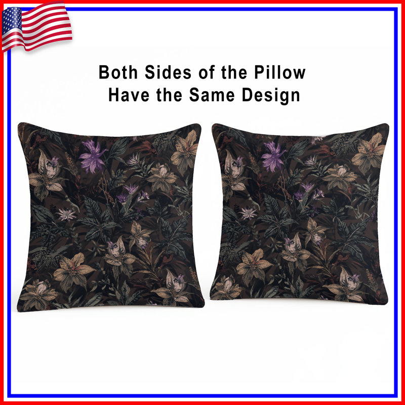 Coussins décoratifs Dark Botanical Flowers, 26 x 26 pouces